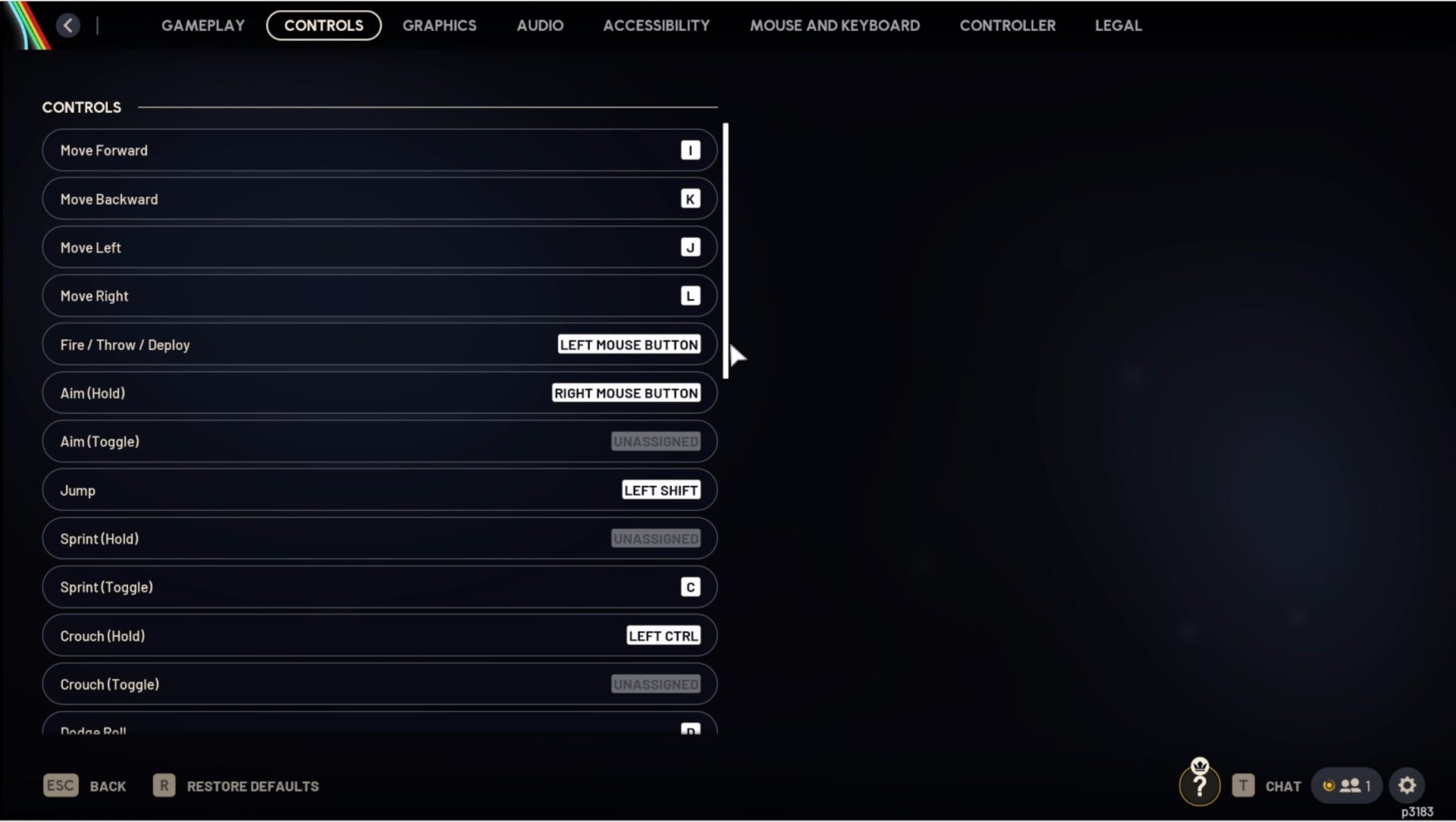 ARC Raiders Keyboard Joystick In Game Settings